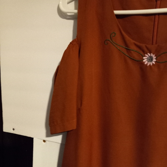 Zara Anos-Years Flower Embroidered Cottagecore Dress Boho-Chic Hippie Woodstock - Picture 5 of 12